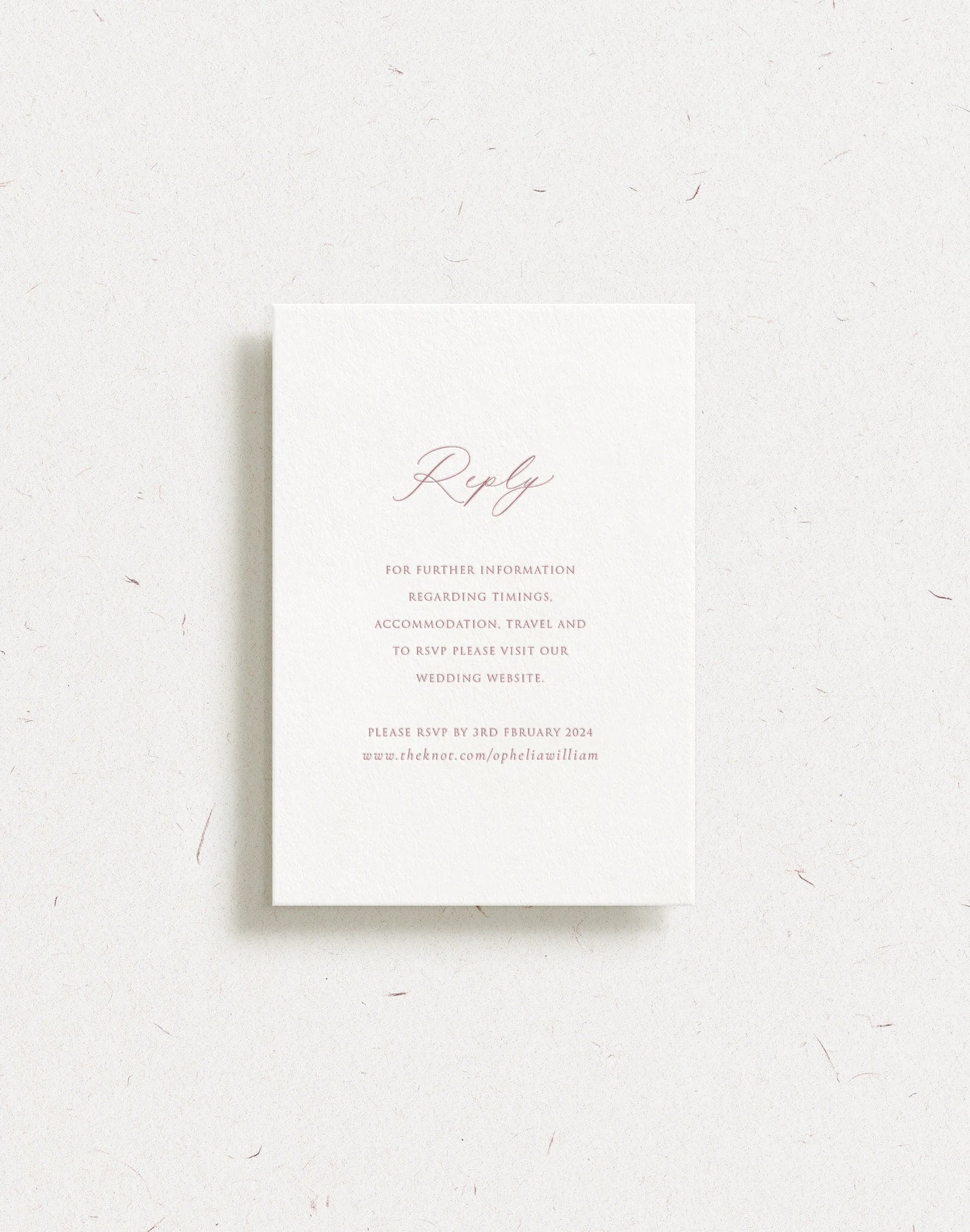 digital online rsvp card shown with dusky rose letterpress