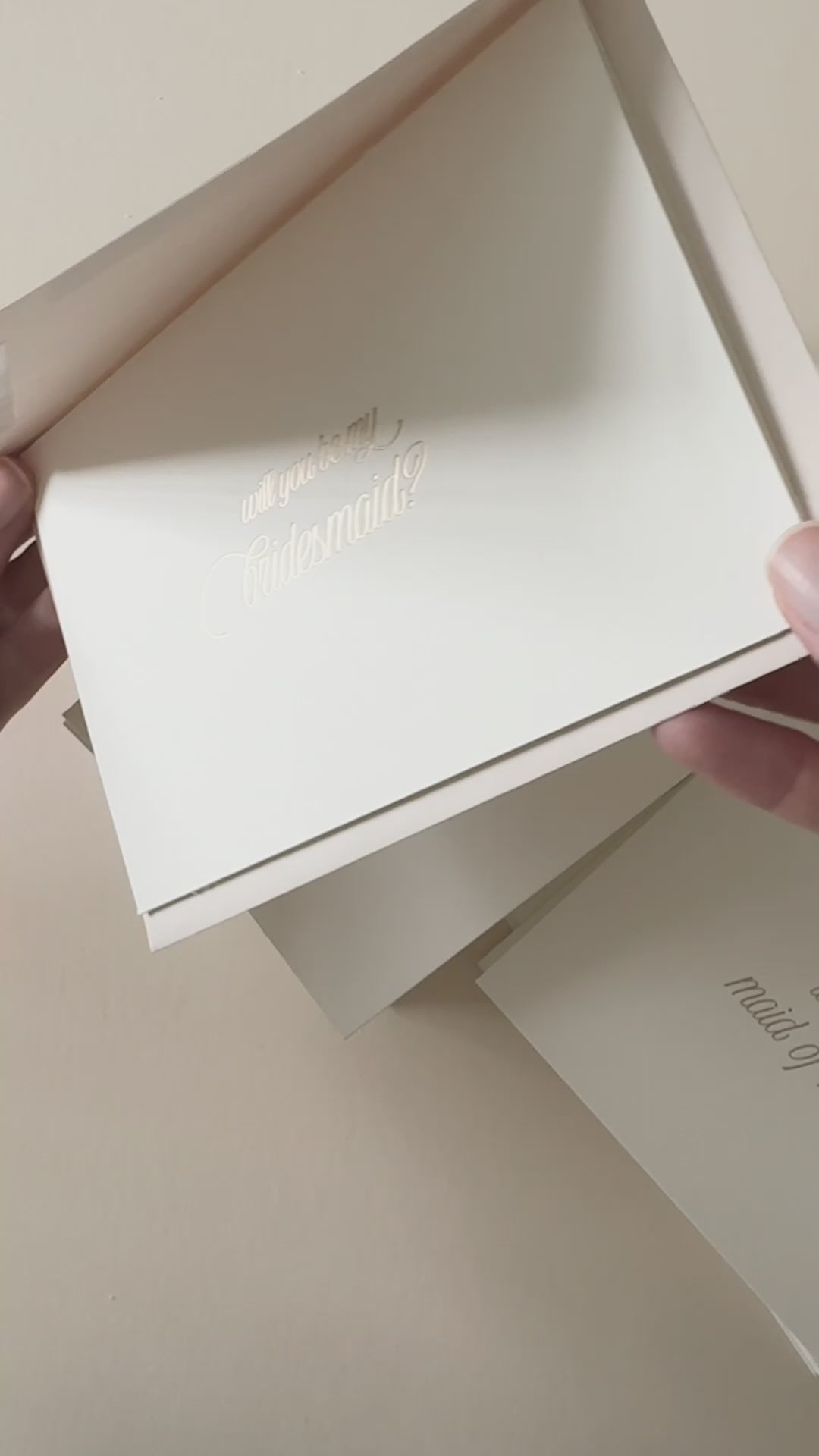 Bridesmaid Proposal Cards being hand-made on a hot foil press